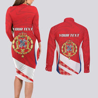 Poland-Lithuania Personalized Couples Matching Long Sleeve Bodycon Dress and Long Sleeve Button Shirt Heraldic Eagle and Vytis Historical