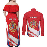 Poland-Lithuania Personalized Couples Matching Off Shoulder Maxi Dress and Long Sleeve Button Shirt Heraldic Eagle and Vytis Historical