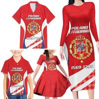 Poland-Lithuania Personalized Family Matching Long Sleeve Bodycon Dress and Hawaiian Shirt Heraldic Eagle and Vytis Historical