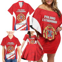 Poland-Lithuania Personalized Family Matching Off Shoulder Short Dress and Hawaiian Shirt Heraldic Eagle and Vytis Historical