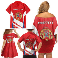 Poland-Lithuania Personalized Family Matching Off Shoulder Short Dress and Hawaiian Shirt Heraldic Eagle and Vytis Historical