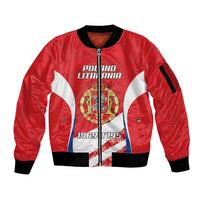 Poland-Lithuania Personalized Sleeve Zip Bomber Jacket Heraldic Eagle and Vytis Historical