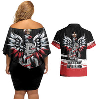 Warsaw Uprising 1944 Couples Matching Off Shoulder Short Dress and Hawaiian Shirt Polska Walczy Kotwica