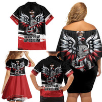 Warsaw Uprising 1944 Family Matching Off Shoulder Short Dress and Hawaiian Shirt Polska Walczy Kotwica