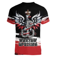 Warsaw Uprising 1944 Women V-Neck T-Shirt Polska Walczy Kotwica