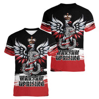 Warsaw Uprising 1944 Women V-Neck T-Shirt Polska Walczy Kotwica