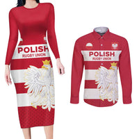 Custom Poland Rugby Couples Matching Long Sleeve Bodycon Dress and Long Sleeve Button Shirt Biało-czerwoni Go Champion