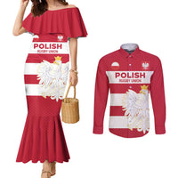 Custom Poland Rugby Couples Matching Mermaid Dress and Long Sleeve Button Shirt Biało-czerwoni Go Champion