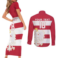 Custom Poland Rugby Couples Matching Short Sleeve Bodycon Dress and Long Sleeve Button Shirt Biało-czerwoni Go Champion