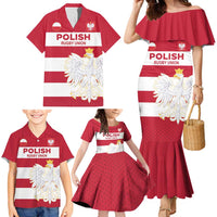 Custom Poland Rugby Family Matching Mermaid Dress and Hawaiian Shirt Biało-czerwoni Go Champion