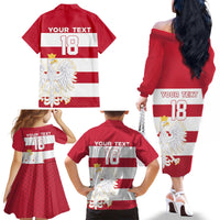 Custom Poland Rugby Family Matching Off The Shoulder Long Sleeve Dress and Hawaiian Shirt Biało-czerwoni Go Champion