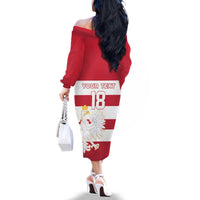 Custom Poland Rugby Family Matching Off The Shoulder Long Sleeve Dress and Hawaiian Shirt Biało-czerwoni Go Champion