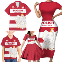 Custom Poland Rugby Family Matching Short Sleeve Bodycon Dress and Hawaiian Shirt Biało-czerwoni Go Champion