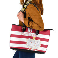 Custom Poland Rugby Leather Tote Bag Biało-czerwoni Go Champion