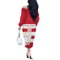 Custom Poland Rugby Off The Shoulder Long Sleeve Dress Biało-czerwoni Go Champion