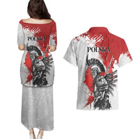 Polish Winged Hussar Couples Matching Puletasi and Hawaiian Shirt Grunge Style