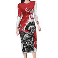 Polish Winged Hussar Family Matching Long Sleeve Bodycon Dress and Hawaiian Shirt Grunge Style