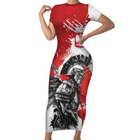Polish Winged Hussar Family Matching Short Sleeve Bodycon Dress and Hawaiian Shirt Grunge Style