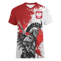 Polish Winged Hussar Women V-Neck T-Shirt Grunge Style