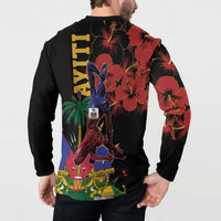 Haiti Negre Marron Button Sweatshirt Libete Egalite Fratenite