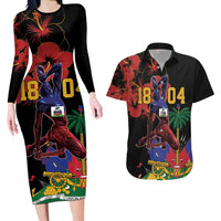 Haiti Negre Marron Couples Matching Long Sleeve Bodycon Dress and Hawaiian Shirt Libete Egalite Fratenite
