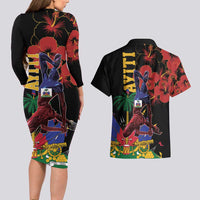 Haiti Negre Marron Couples Matching Long Sleeve Bodycon Dress and Hawaiian Shirt Libete Egalite Fratenite