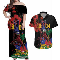 Haiti Negre Marron Couples Matching Off Shoulder Maxi Dress and Hawaiian Shirt Libete Egalite Fratenite