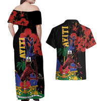 Haiti Negre Marron Couples Matching Off Shoulder Maxi Dress and Hawaiian Shirt Libete Egalite Fratenite