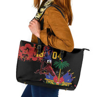 Haiti Negre Marron Leather Tote Bag Libete Egalite Fratenite