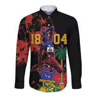 Haiti Negre Marron Long Sleeve Button Shirt Libete Egalite Fratenite