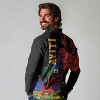 Haiti Negre Marron Long Sleeve Polo Shirt Libete Egalite Fratenite