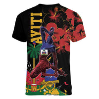 Haiti Negre Marron Women V-Neck T-Shirt Libete Egalite Fratenite