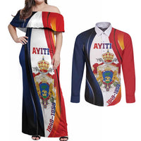 Personalized Second Empire of Haiti 1849-1859 Couples Matching Off Shoulder Maxi Dress and Long Sleeve Button Shirt Dieu Ma Patrie Et Mon Epee