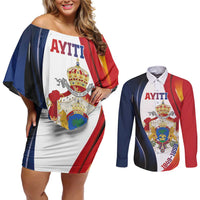 Personalized Second Empire of Haiti 1849-1859 Couples Matching Off Shoulder Short Dress and Long Sleeve Button Shirt Dieu Ma Patrie Et Mon Epee