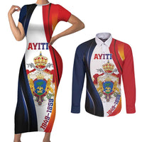 Personalized Second Empire of Haiti 1849-1859 Couples Matching Short Sleeve Bodycon Dress and Long Sleeve Button Shirt Dieu Ma Patrie Et Mon Epee
