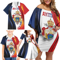 Personalized Second Empire of Haiti 1849-1859 Family Matching Off Shoulder Short Dress and Hawaiian Shirt Dieu Ma Patrie Et Mon Epee