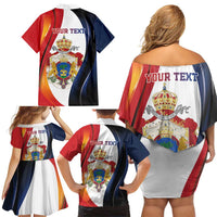 Personalized Second Empire of Haiti 1849-1859 Family Matching Off Shoulder Short Dress and Hawaiian Shirt Dieu Ma Patrie Et Mon Epee