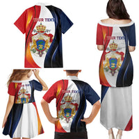 Personalized Second Empire of Haiti 1849-1859 Family Matching Puletasi and Hawaiian Shirt Dieu Ma Patrie Et Mon Epee