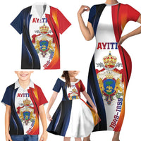 Personalized Second Empire of Haiti 1849-1859 Family Matching Short Sleeve Bodycon Dress and Hawaiian Shirt Dieu Ma Patrie Et Mon Epee