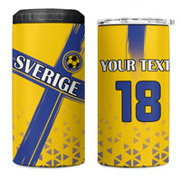 Custom Sweden Football 4 in 1 Can Cooler Tumbler Sveriges herrlandslag i fotboll