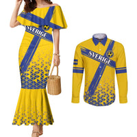 Custom Sweden Football Couples Matching Mermaid Dress and Long Sleeve Button Shirt Sveriges herrlandslag i fotboll