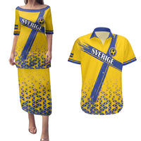 Custom Sweden Football Couples Matching Puletasi and Hawaiian Shirt Sveriges herrlandslag i fotboll