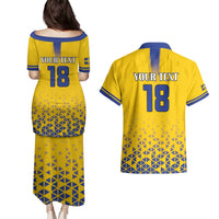 Custom Sweden Football Couples Matching Puletasi and Hawaiian Shirt Sveriges herrlandslag i fotboll