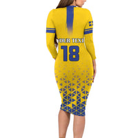Custom Sweden Football Family Matching Long Sleeve Bodycon Dress and Hawaiian Shirt Sveriges herrlandslag i fotboll