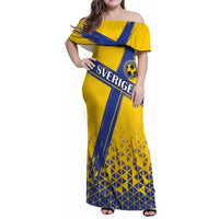 Custom Sweden Football Family Matching Off Shoulder Maxi Dress and Hawaiian Shirt Sveriges herrlandslag i fotboll