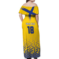 Custom Sweden Football Family Matching Off Shoulder Maxi Dress and Hawaiian Shirt Sveriges herrlandslag i fotboll