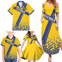 Custom Sweden Football Family Matching Summer Maxi Dress and Hawaiian Shirt Sveriges herrlandslag i fotboll