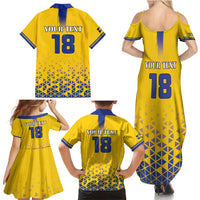 Custom Sweden Football Family Matching Summer Maxi Dress and Hawaiian Shirt Sveriges herrlandslag i fotboll