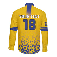 Custom Sweden Football Long Sleeve Button Shirt Sveriges herrlandslag i fotboll