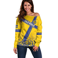 Custom Sweden Football Off Shoulder Sweater Sveriges herrlandslag i fotboll